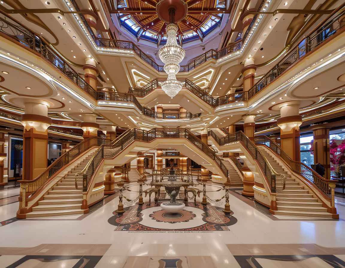 intricate staircases inside a mall neo-andean architecture