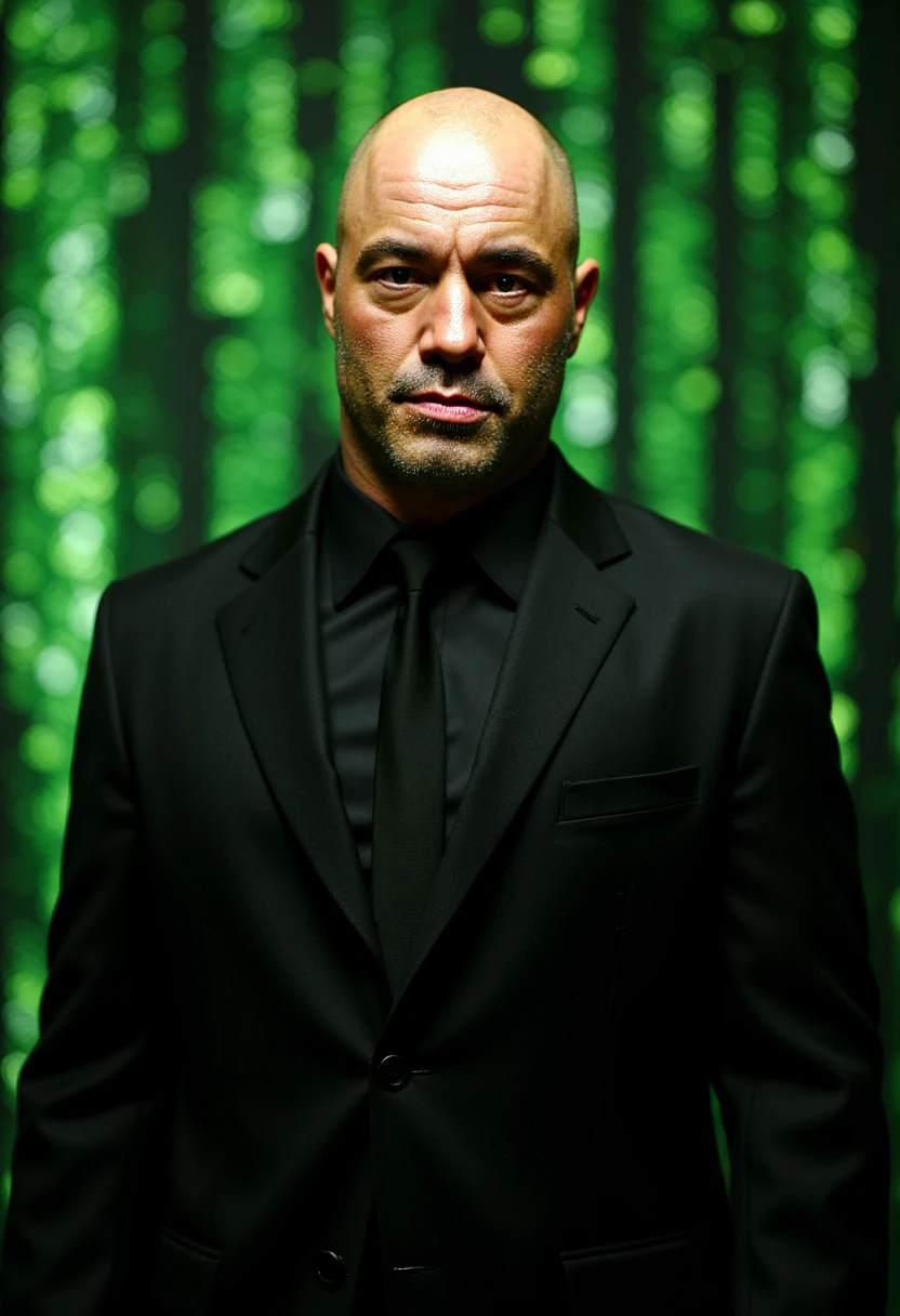 an image of RGN man, Joe Rogan as Neo from The Matrix