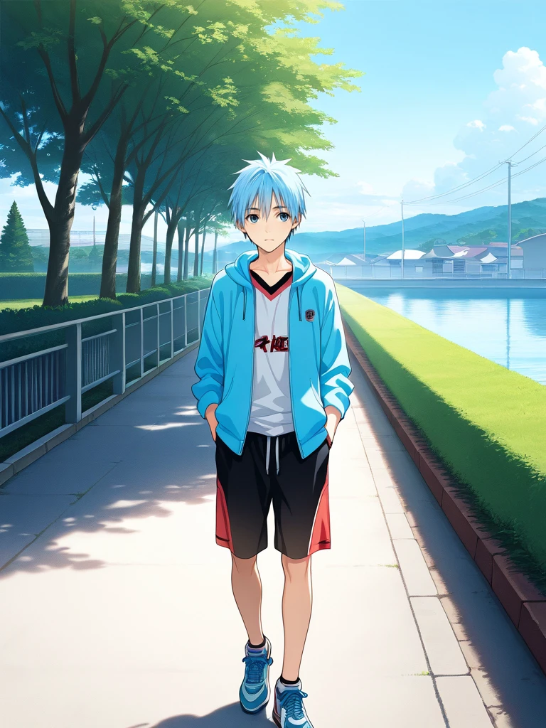 1boy, male focus, kuroko tetsuya, kuroko no basuke,
outdoor,
masterpiece,best quality,very aesthetic,absurdres,