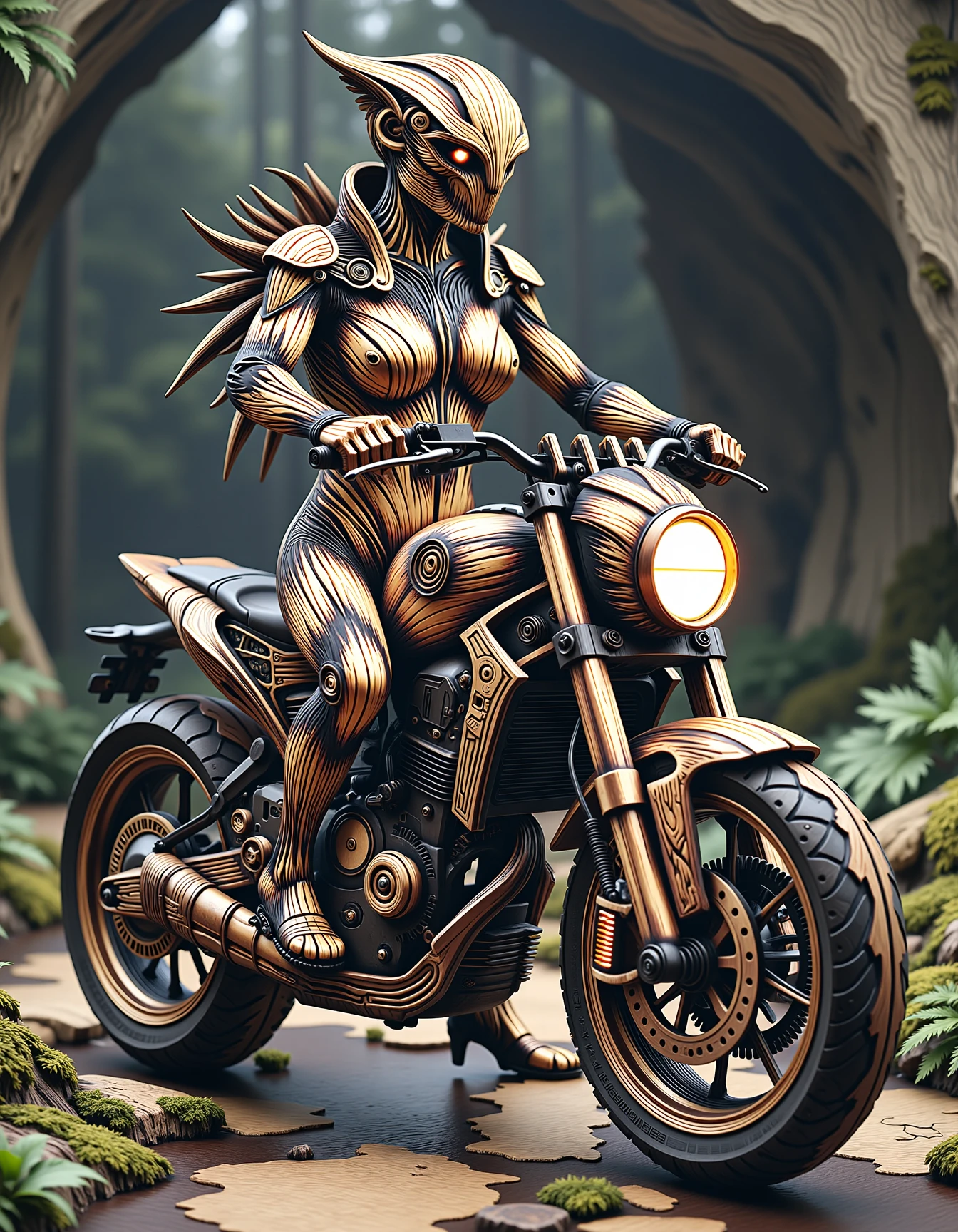 mind bending, concept art of translucent moss elemental inspired by chrysalis fiber optics, thorny glow-armor, queen of the underground riding menacingly on a mechanical xenomorph-motorcycle with large wheels in a dark cavern, inner glow, one with the environment, extreme split rider, windy
<lora:dvr-pyro-flux:1> dvr-pyro-flux