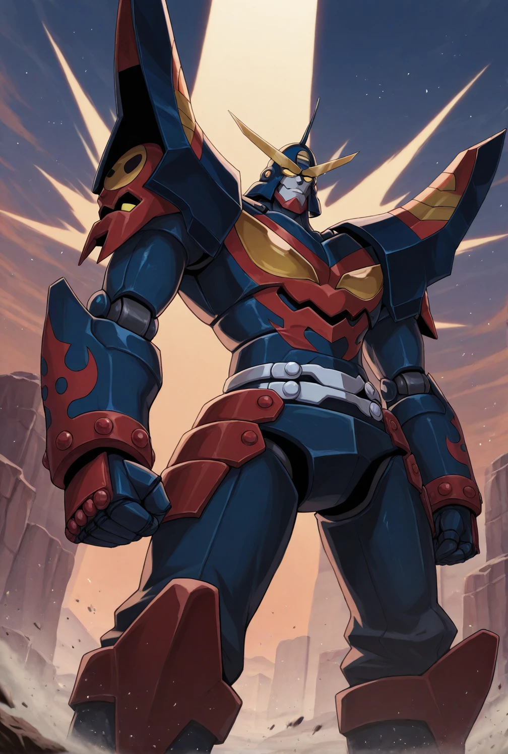 (masterpiece, best quality), high resolution, (8k resolution), (ultra detailed),  mazinger z robot  destroying burgos city