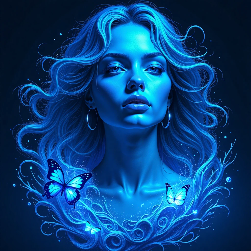 a beautifully crafted illustration in blue light style, featuring intricate details, rich colors, and dynamic lighting that enhances depth and mood