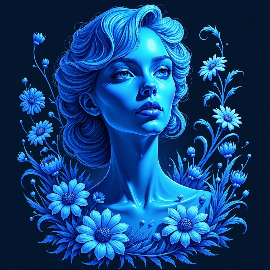 a beautifully crafted illustration in blue light style, featuring intricate details, rich colors, and dynamic lighting that enhances depth and mood