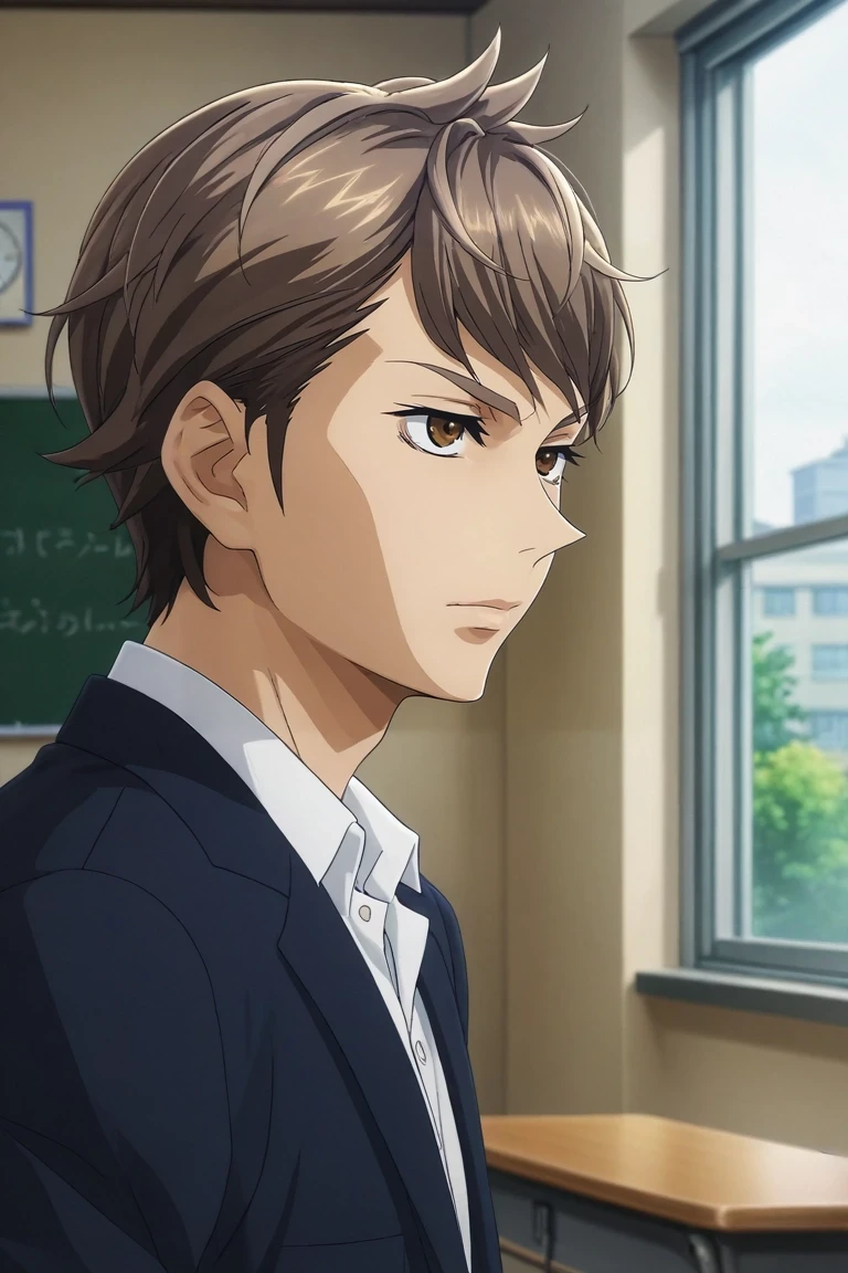 score_9, score_8_up, score_7_up, source_anime, rating_safe, intricate details, , , depth of field, 1boy, solo, male focus, <lora:youichi_fujitani_pony:0.96>, youichi_fujitani, brown hair, brown eyes, short hair, mole under eye, profile, classroom, indoors, light, w arms, :\3, , <lora:sdxl_lightning_8step_lora:1>