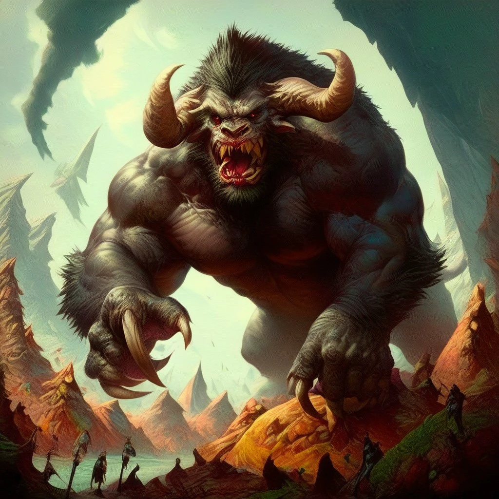 score_9, score_8_up, score_7_up,  giant evil gorilla , horns and claws  , well drawn , master piece