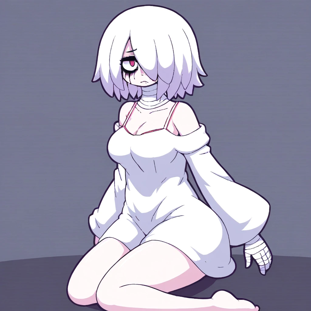 Solo girl, white skin, brown long length hairstyle, eyeballs reddish pink with black pupils, tired eyes, lovesick, small breasts,  tits, skinny body, wet pussy, lots of pussy juice coming out of her pussy, Standing, inside the living room, (100% satisfying), Masterpiece, High Quali