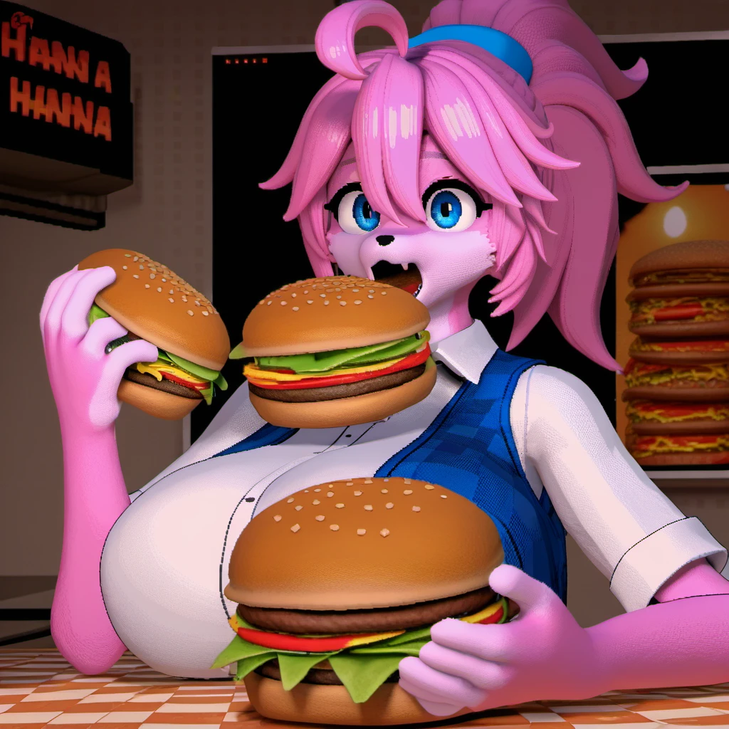 Black Spy Suit, super gordura, obeso, fofo, Diane Foxington Head, COMER UM MONTE DE FAST FOOD, BBW, USSBBW