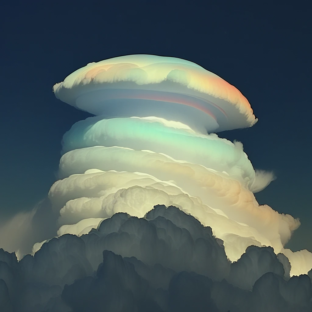 iridescent pirocumulus, pileus clouds