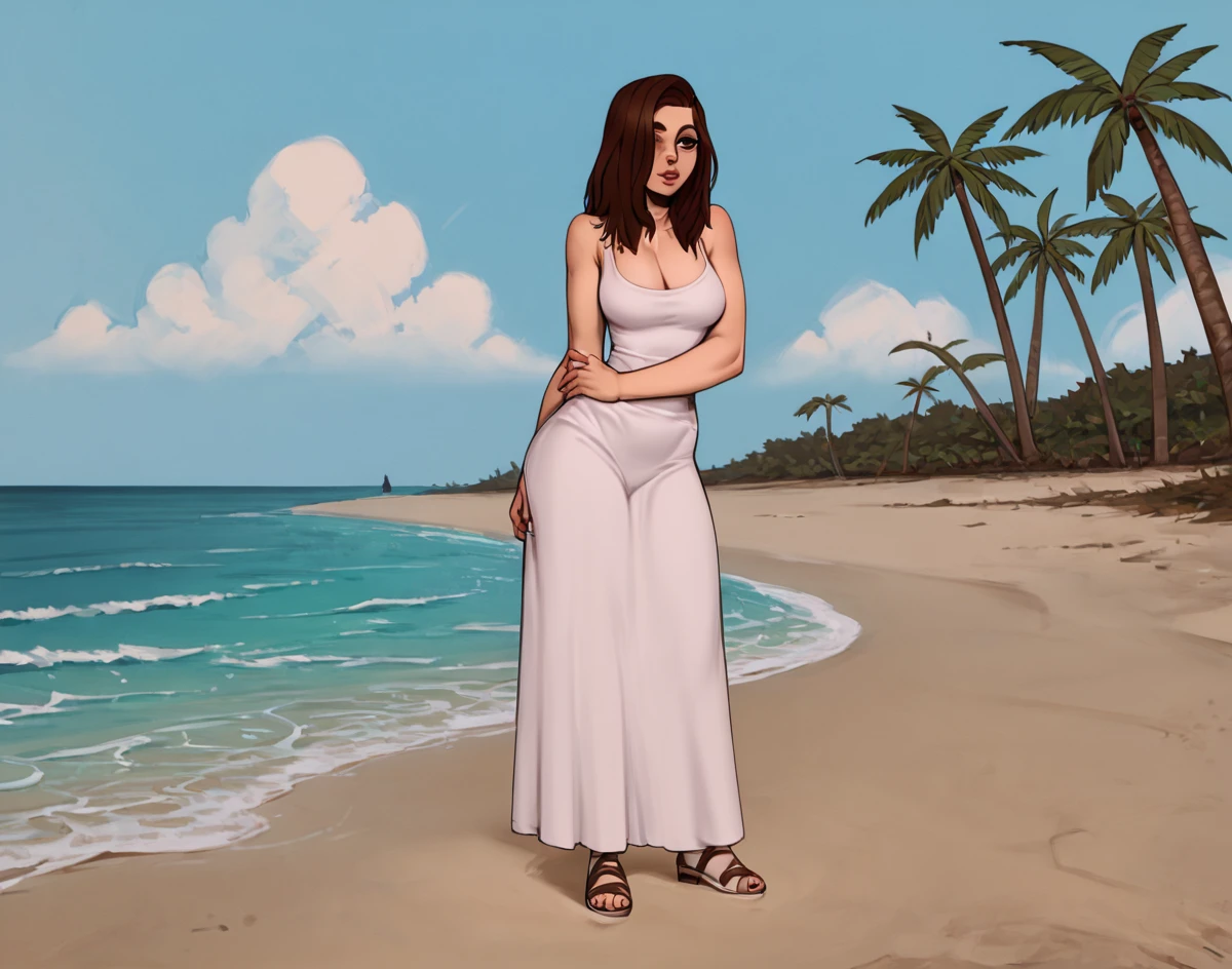 (score_9,score_8_up,score_7_up,score_6_up,score_5_up,score_4_up),high quality,detailled,(beach resort background, sand, detailled background, outdoor, ocean, sky, sunny, palm trees),<lora:incase_2024_new_style_upscaled_with_big_images:1>,<lora:easynegative:1>,<lora:StS_PonyXL_Detail_Slider_v1.4_iteration_3:0.3>,<lora:Expressive_H:0.3>,expressiveh,
BREAK
sexy,horny,slutty, posing, long dress, shoes, covered body,    <lora:Melissa_S.H.E.L.T.E.R:0.8> ( 1girl, brown hair, brown eyes, melissa, medium hair, medium breasts, solo)