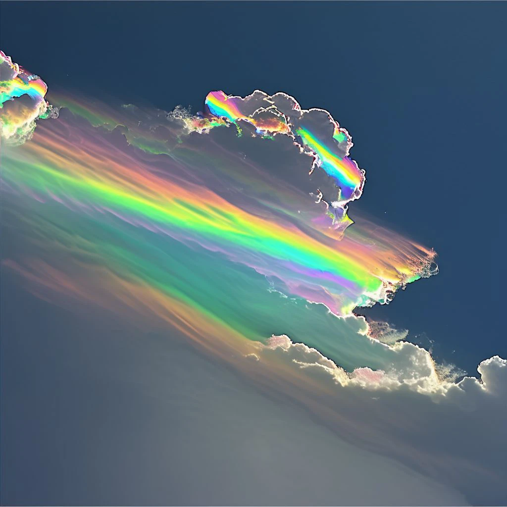 photography of sky cloudspace iridescent clouds, rainbowart,  kim asendorf style <lora:clouds:1>