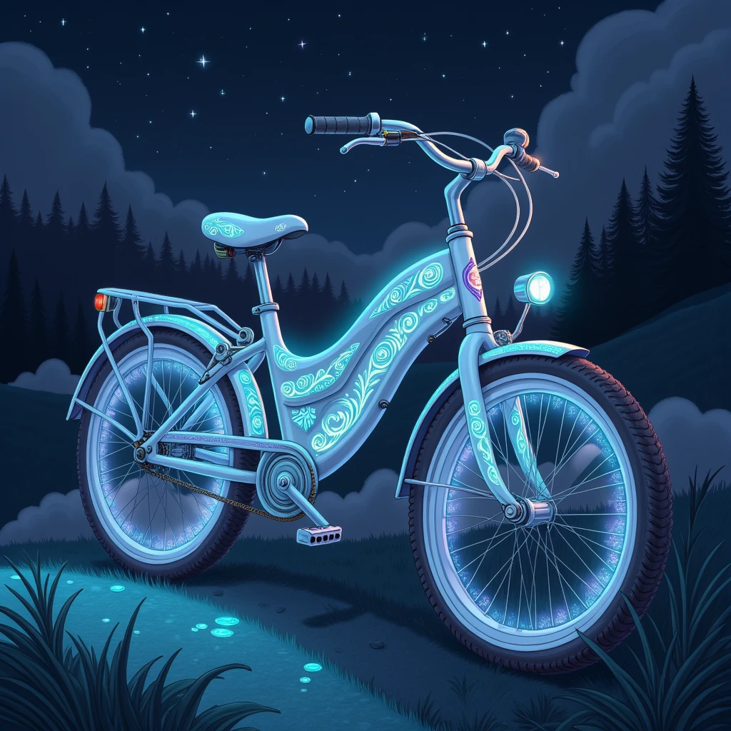 mystical glow stye,a bike,realistic,