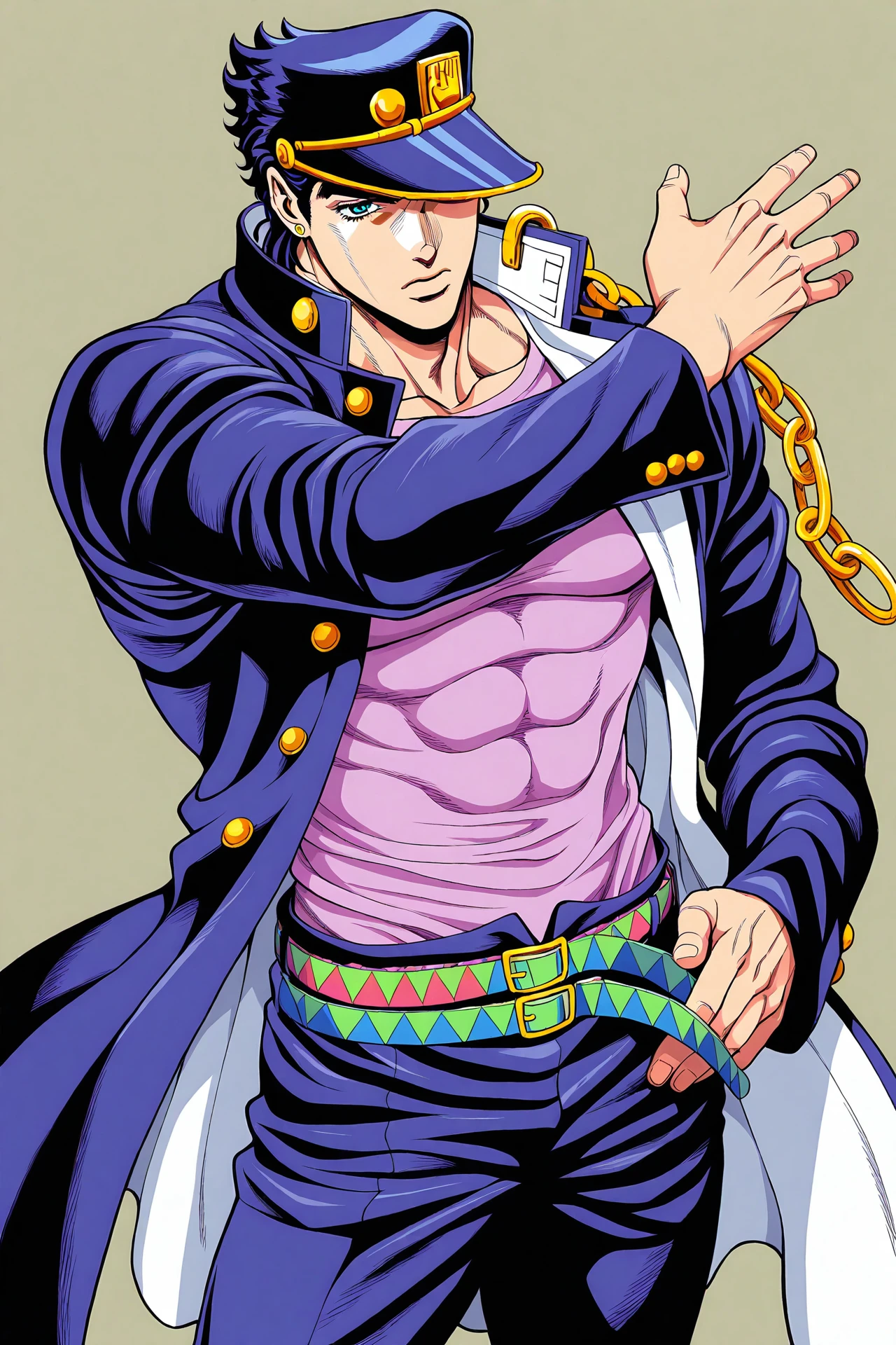 tall man with gray eyes and wavy brown hair, which he puts into a long ponytail, leaving one strand hanging down the left side of the face. He has a hairy chest, arms and legs. He wears a straw hat and pink, ladies&#39; flower embellished kimono, draped over the shoulders directly over the captain&#39;s haori. Although his kimono and embellished belt are cheap, his hairpins with red flowers are very expensive. He doesn&#39;t wear a tabi (socks) under sandals. He has short stubble around his mouth and cheeks. A hundred years before Aizen&#39;s betrayal, Shunsui had a short mustache above his upper lip.. Then he wore another lady&#39;s kimono, although very similar. After the battle with Wandenreich, Shunsui began wearing an eyepatch over his right eye., which was damaged during the battle. The top of his right ear was also cut off, and a scar appeared on his temple. Shunsui had shorter, unkempt hair as a .. He wore a patterned kimono