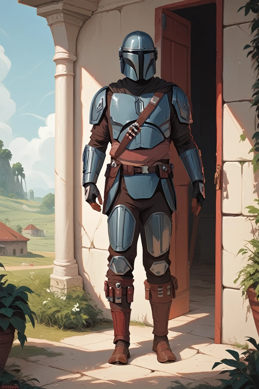 score_9, score_8_up, score_7_up, score_6_up
<lora:StarWMandalorian:0.8>
StarWMandalorian, helmet, covered face, 1boy, Standing in a doorway, Ancient battlefield with relics, misty and somber