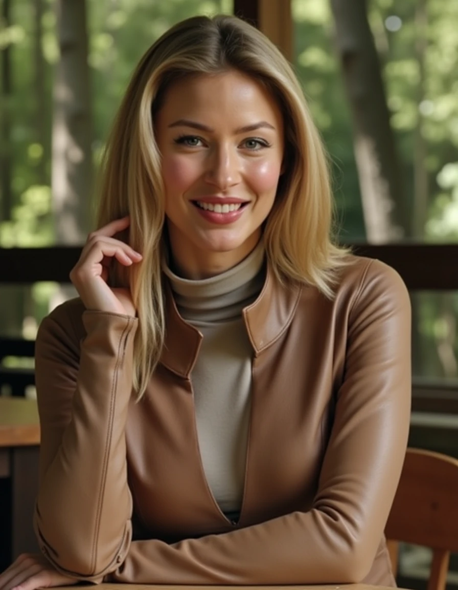 photo of extremely sexy (d1ane1ane-130:0.99), a woman as a sexy student, closeup portrait, (yellow tight long sleeve turtleneck top), at a cantina sitting bar (masterpiece:1.5) (photorealistic:1.1) (bokeh) (best quality) (detailed skin texture pores hairs:1.1) (intricate) (8k) (HDR) (wallpaper) (cinematic lighting) (sharp focus), (eyeliner), (painted lips:1.2), (earrings)