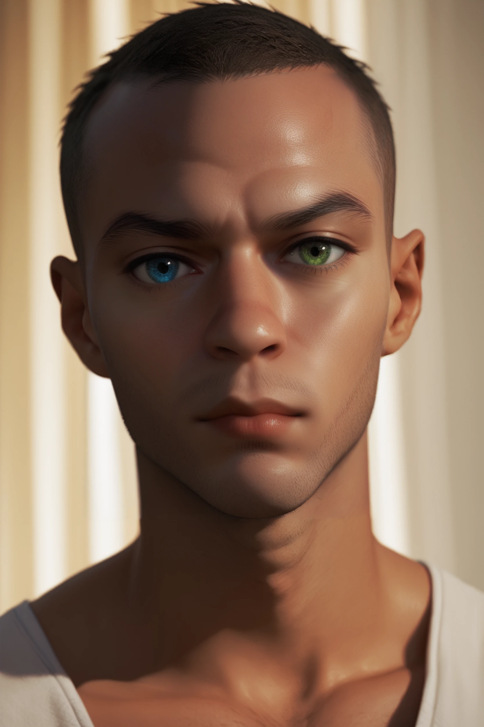 score_9, score_8_up, score_7_up, 
<lora:DBHMarkus:1.0>
DBHMarkus, 1boy, buzz cut, heterochromia, blue eyes, green eyes, tanned, looking at viewer, portrait