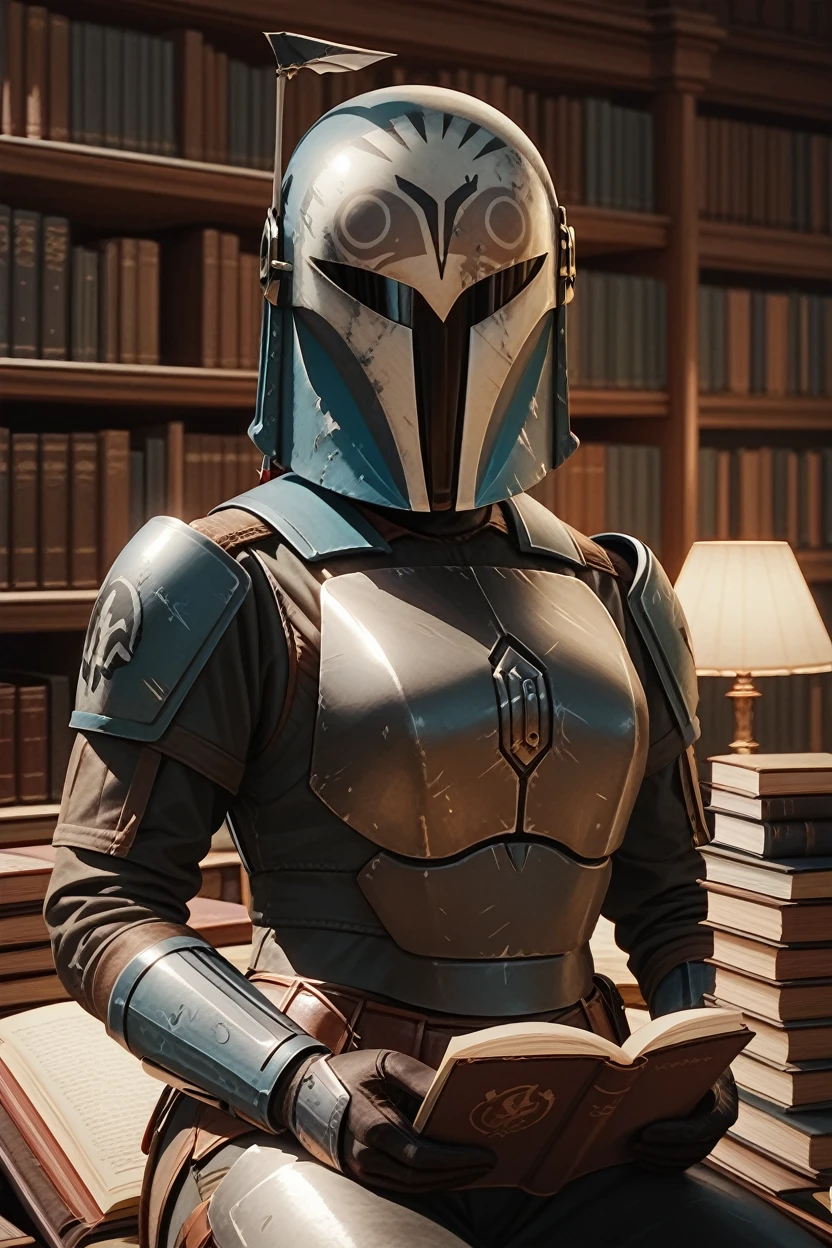 score_9, score_8_up, score_7_up,
<lora:bokatanh:0.8>
bokatanh, helmet, covered face, 1girl, armor, looking at viewer, sitting on person, Grand library with antique books, dynamic warm reading lamps, detailed wooden shelves