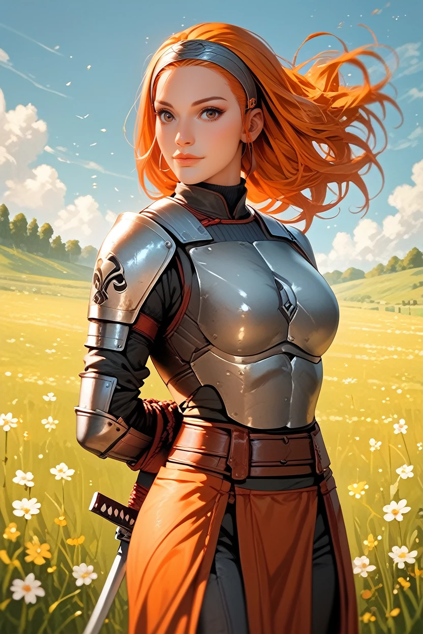 score_9, score_8_up, score_7_up,
<lora:bokatannh:0.8>
bokatannh, 1girl, orange hair, hairband, brown eyes, armor, Dancing amidst a field of wildflowers, she celebrates the beauty of nature with unrestrained joy
