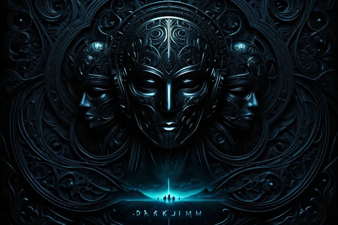 a beautifully movie poster with the title "darkdjm" in bold. illustration in darkdjm style, featuring intricate details, rich colors, and dynamic lighting that enhances depth and mood