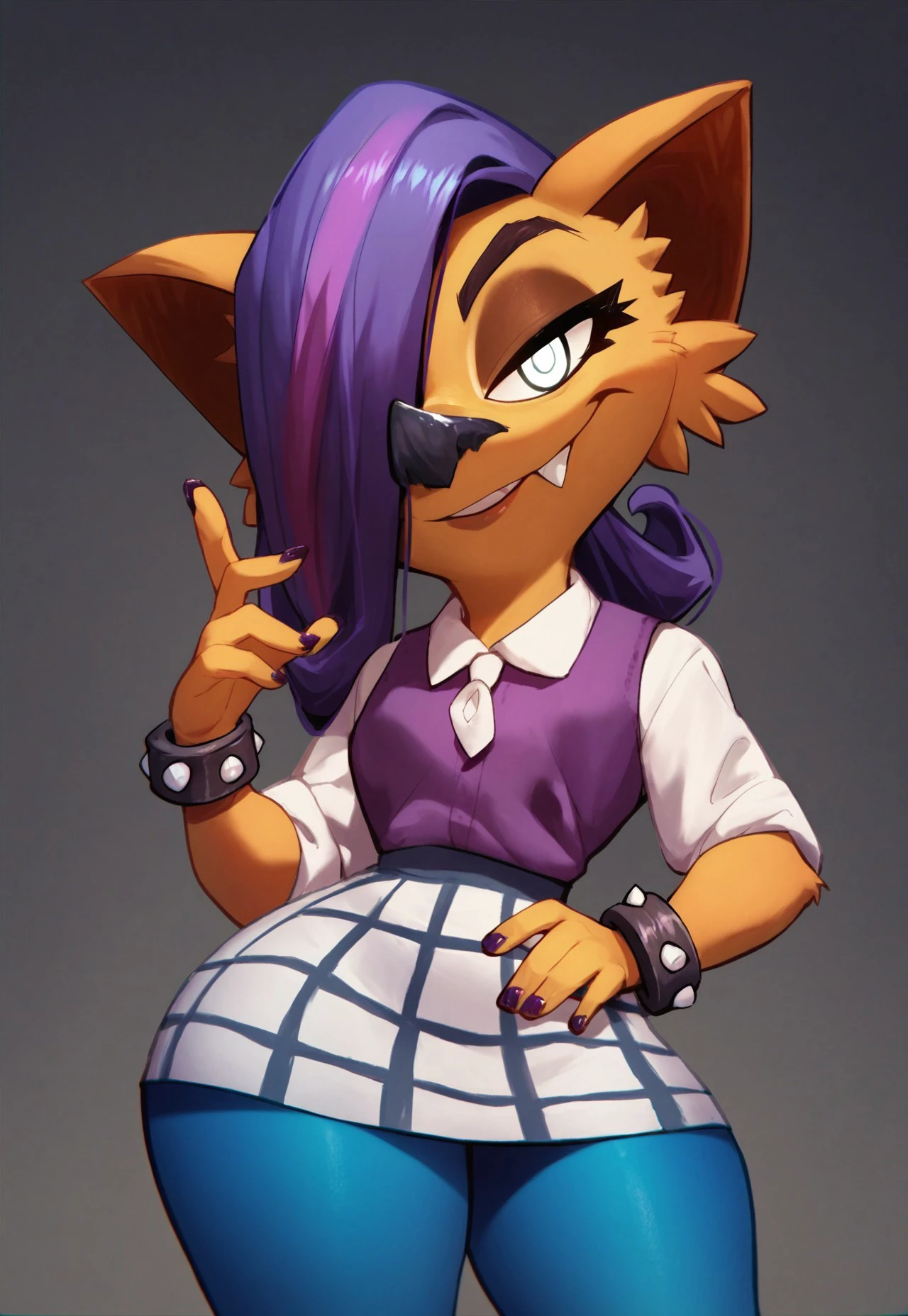furry, rivetlombax, perfect eyes, (detailed fluffy fur:1.2), (detailed short hair:1.2), submissive, (perfect happy eyes), (half-closed eyes:1.2), long fluffy tail,
solo, beautiful medium breast,
(lilac striped fur:1.2),
v1ntag3dr3ss, black laced gloves, (see-through:1.2) green dress, glass pearl necklace,
(belt:1.2),
(masterpiece:1.2), (highly detailed:1.2), (intricate:1.2), (best quality:1.2),(8k:1.2), (elegant:1.2), (sharp:1.2), (majestic:1.2),
cinematic light, vivid color,