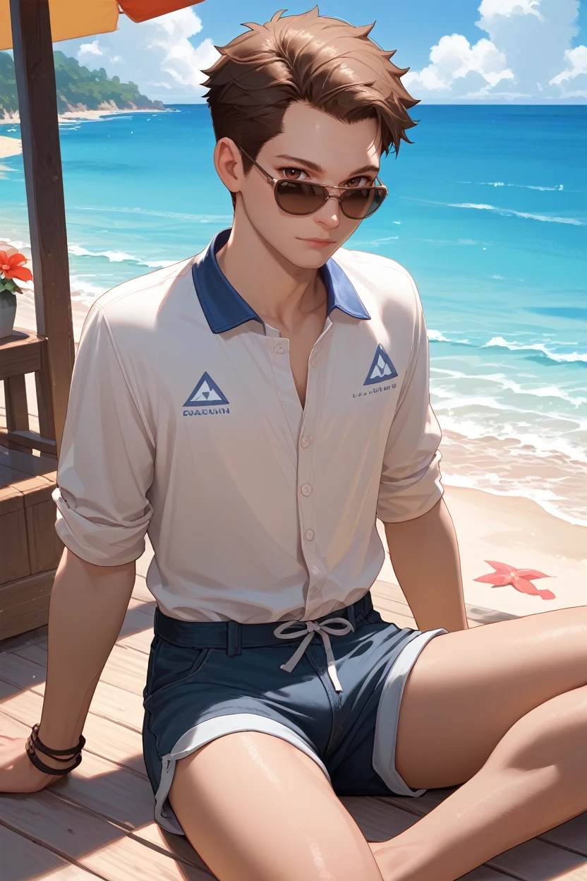 score_9, score_8_up, score_7_up,
<lora:DBHConnor:0.8>
DBHConnor, 1boy, brown hair, brown eyes, short hair, looking at viewer, solo, in a casual summer outfit, sitting on the steps of a beach house, sunglasses on, ocean in the background, relaxed and carefree mood