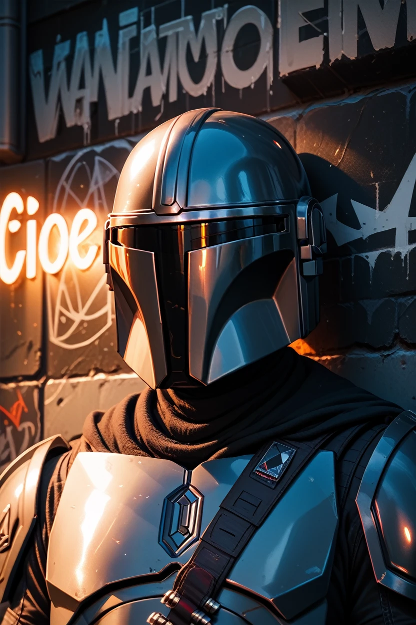 score_9, score_8_up, score_7_up, score_6_up
<lora:StarWMandalorian:0.8>
StarWMandalorian, helmet, covered face, 1boy, Under a neon-lit city sign, edgy streetwear ensemble, nighttime ambiance, leaning against a graffiti-covered wall with a cool and collected attitude