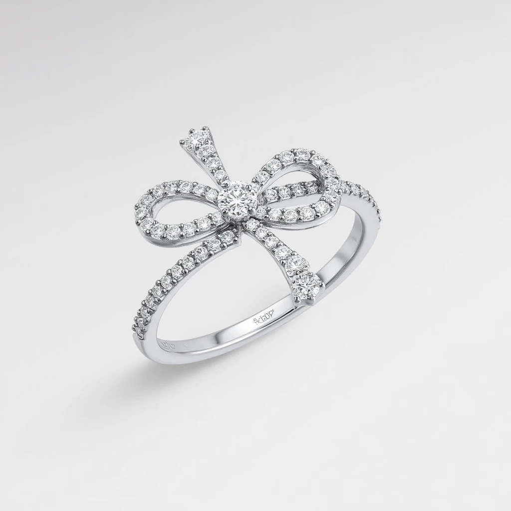 abstract bow diamond ring,