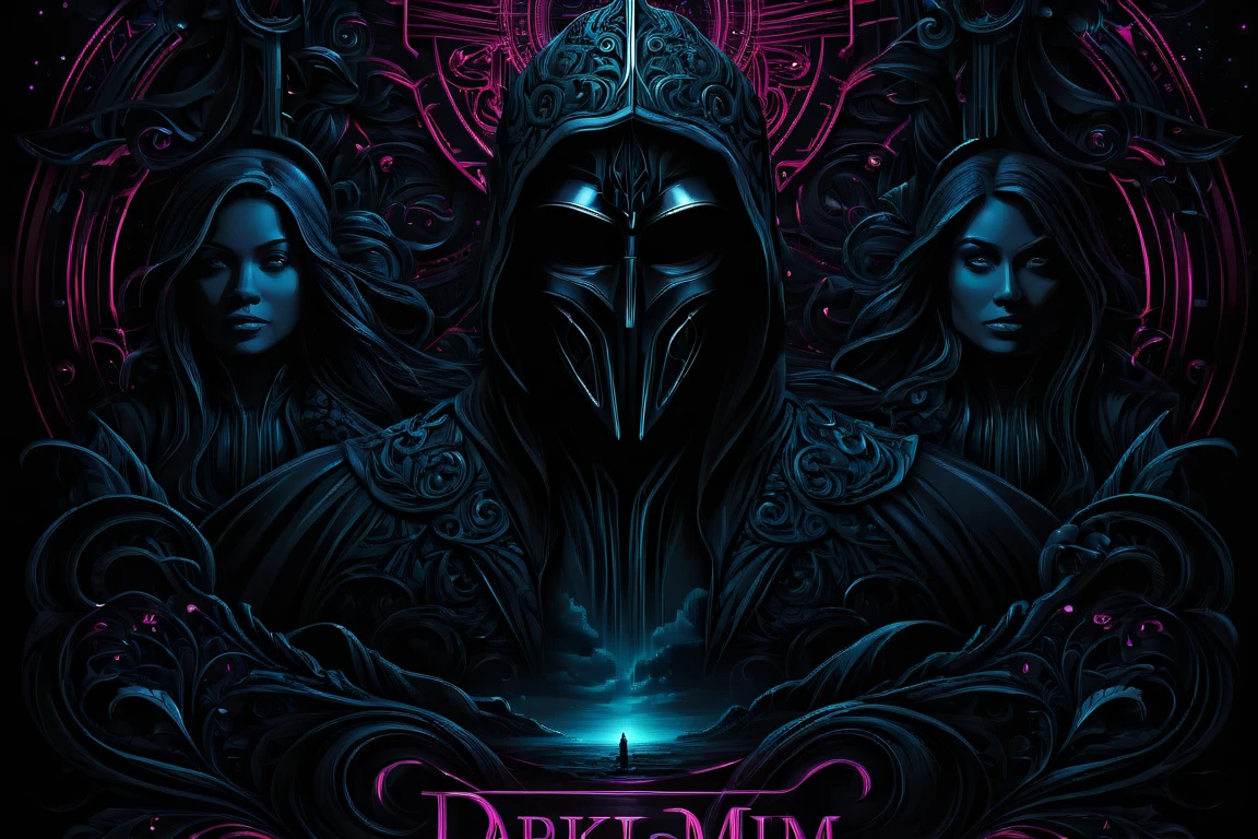 a beautifully movie poster with the title "darkdjm" in bold. illustration in darkdjm style, featuring intricate details, rich colors, and dynamic lighting that enhances depth and mood