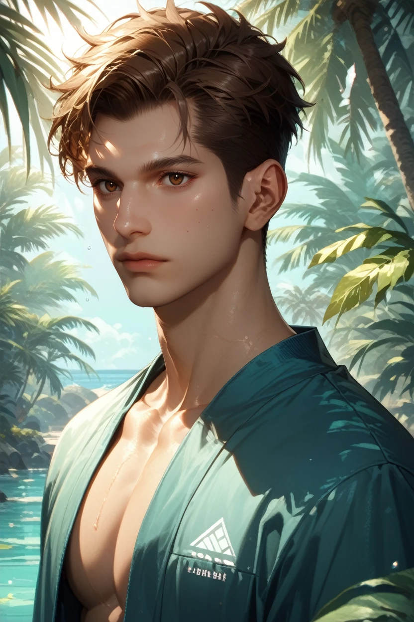 score_9, score_8_up, score_7_up,
<lora:DBHConnor:0.8>
DBHConnor, 1boy, brown hair, brown eyes, short hair, looking at viewer, solo, standing under a palm tree, turquoise water in the background, serene expression, sun rays filtering through leaves