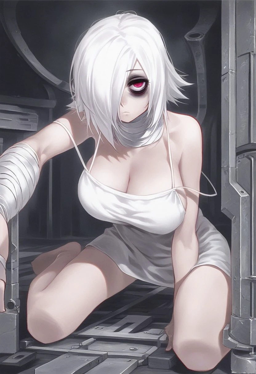 masterpiece, best quality, highres,
ZombieDefSkin, 1girl, solo, (blood:1.6), (patchwork skin:1.3), stitched face, multicolored skin, multiple scars, scar, zombie, colored skin, veiny breasts, veins, anger vein, stitches, open mouth, (blue skin:1.3), colored nipples, large breasts, blood on face, nosebleed, blood on clothes, (expressionless:1.3), emotionless,
red eyes, hair between eyes, short hair, bangs, scrunchie, white hair, twintails, low twintails, short twintails, breasts, large breasts, navel, cleavage, collarbone, bare shoulders, collarbone, swimsuit, heart, bikini, thighs, choker, official alternate costume, see-through, bare shoulders, thigh strap, black bikini, sunglasses, eyewear on head, o-ring, wrist scrunchie, o-ring top, o-ring bikini, heart-shaped eyewear,
<lora:Concept_Zombie:1>, cowboy shot, looking at viewer, outstretched arms, outdoors, forest, field, night, night sky, starry sky, moon, full moon, <lora:LoRA_Sirius:1>