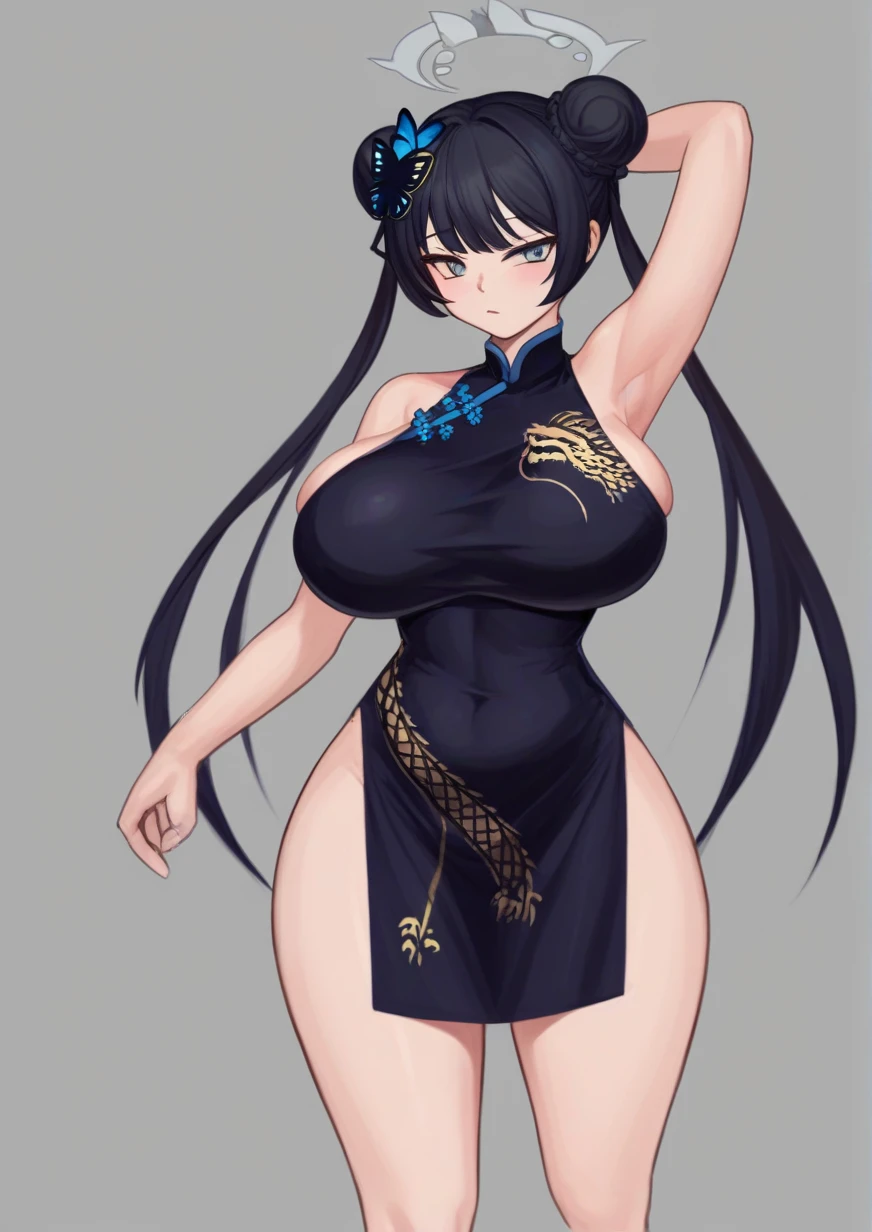 (highest quality, masterpiece:1.2), Side view, Beautiful woman with full body tattoos, perfect body, wide hips, , anime style, simple lines