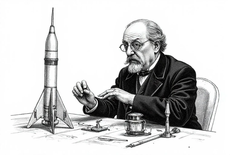 line art drawing <lora:tsiolkovsky:1> tsiolkovsky a man with a mustache wearing a black blazer, Round-rimmed glasses, is sitting at a table, assembling a mock-up of a rocket
in the style of the Victorian era, . professional, sleek, modern, minimalist, graphic, line art, vector graphics