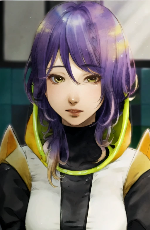 ((best quality)), ((masterpiece)), (detailed),   <lora:Gina-07:0.9> gina, purple hair, long hair, yellow eyes, introvert