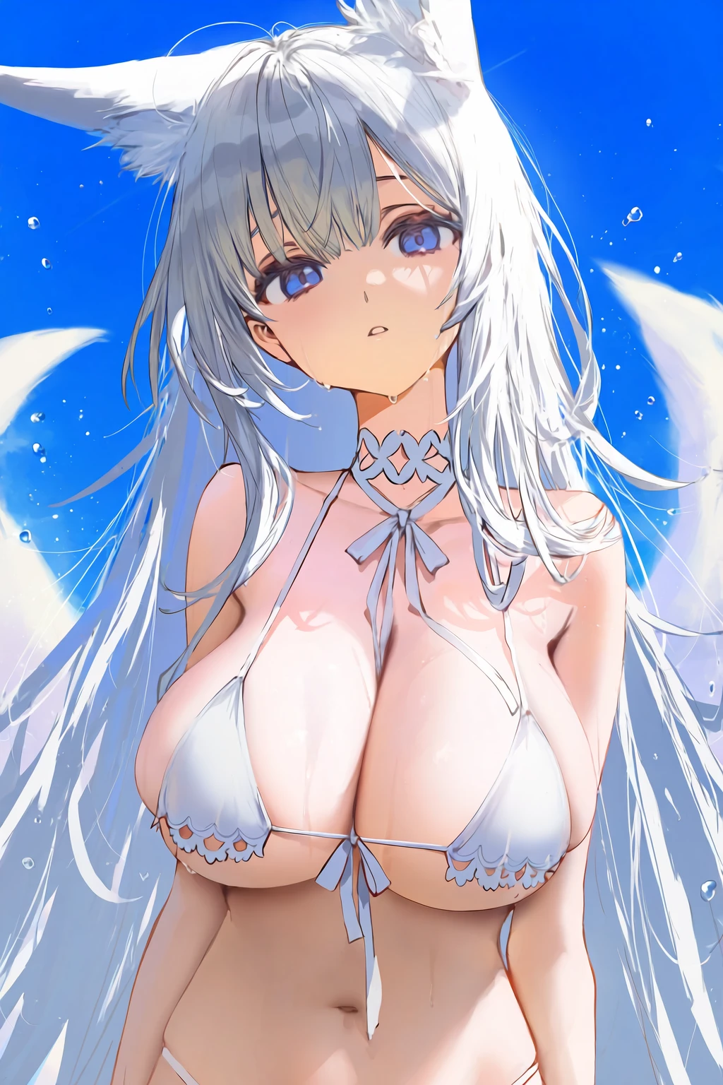 score_9, score_8_up, score_7_up, 1 girl, 1 man, standing, tanlines, nipples, beach, sex, vaginal, nude, grabbing, shenhe from genshin, silver hair, aether from genshin, blond hair, collarbone, detailed background, flowers, coral reef, partially submerged, happy, perfect anatomy, looking at viewer, pussy juices