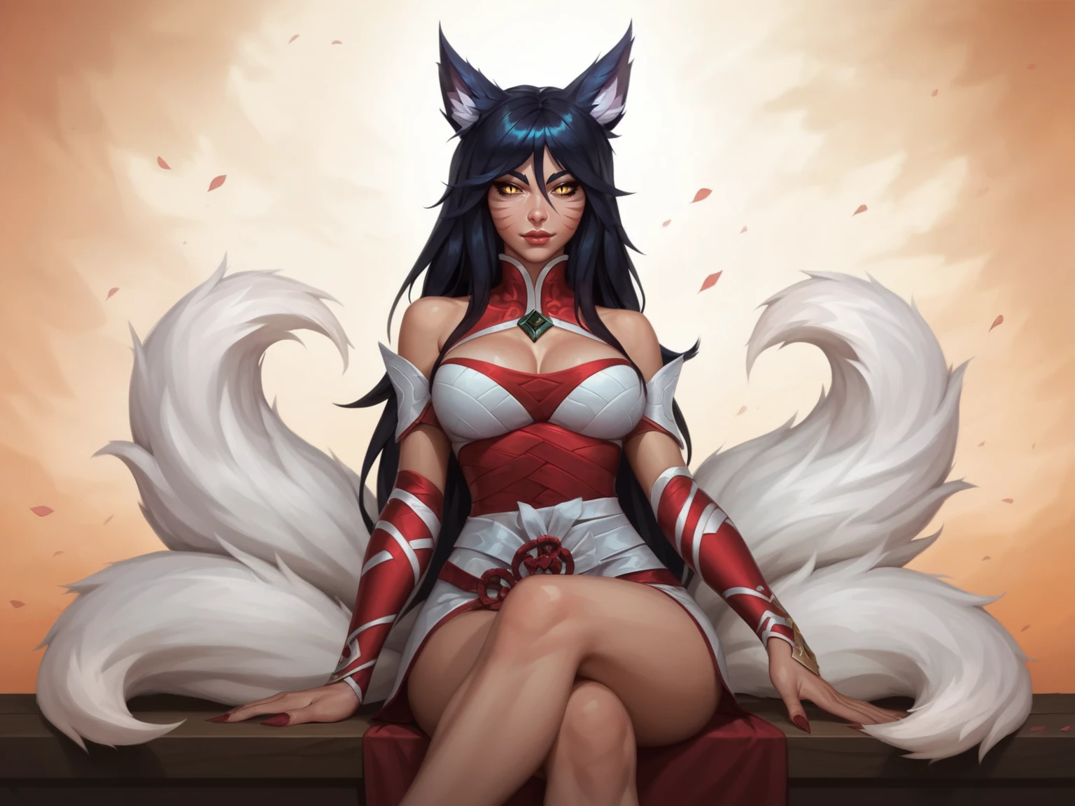 score_9, score_8_up, score_7_up,
best aesthetic, High-Res, Masterpiece, High Quality,
1girl, solo, breasts, dimlight, sitting, sexy, dark room,
1girl, animal ears, fox ears, facial mark, black hair, long hair, yellow eyes, tail, fox tail, whisker markings, slit pupils, ahri_rk
<lora:Ahri_Ruined_KingLeague_of_Legends:0.7>