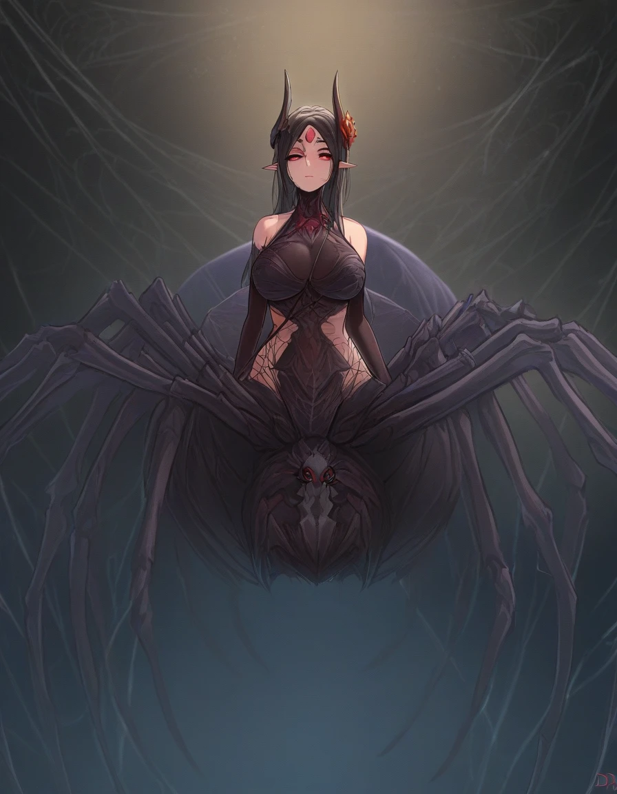 (Arachne: 1.5),
masterpiece, monster, alone, Upper body bewitching beauty, The lower body is a giant centipede, full body, Kimono beauty, Tattered kimono, black hair straight, bangs, deep red lipstick, sink one's eyes, skull pattern on centipede back, The background is a Japanese cave, Limestone caves, candlestick, golden rays from the ceiling, skull, sexy, sensual, luxury, erotic, high resolution, High resolution, accurate drawings, Detail view,