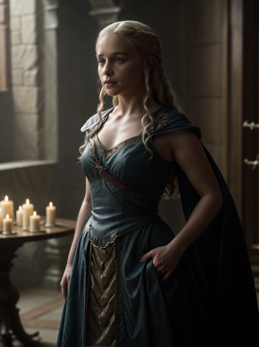 8k, RAW photo, best quality, ultra high resolution, (photorealistic), realistic photo of skinny rhaenyra targaryen, (skinny rhaenyra targaryen, blue eyes, blonde hair, braided hair, braids), on the edge of the cliff, ("house of the dragons" movie scene), bright light, (((dragon on the background))), (dragon from game of thrones), (drogon), (full body picture), ((seductively standing pose), seductive, (wearing: ((rhaenyra targaryen queen dress), (long dress), (earrings), (jewelry)), (((looking at viewer))), fierce look, seductive, (extremely detailed CG unity 8k wallpaper), Sharp focus, (bright light)