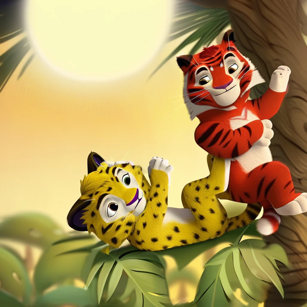 blurry, leoandtig, crossover, tiger, sun, on back, dark, white background, tree, leaf