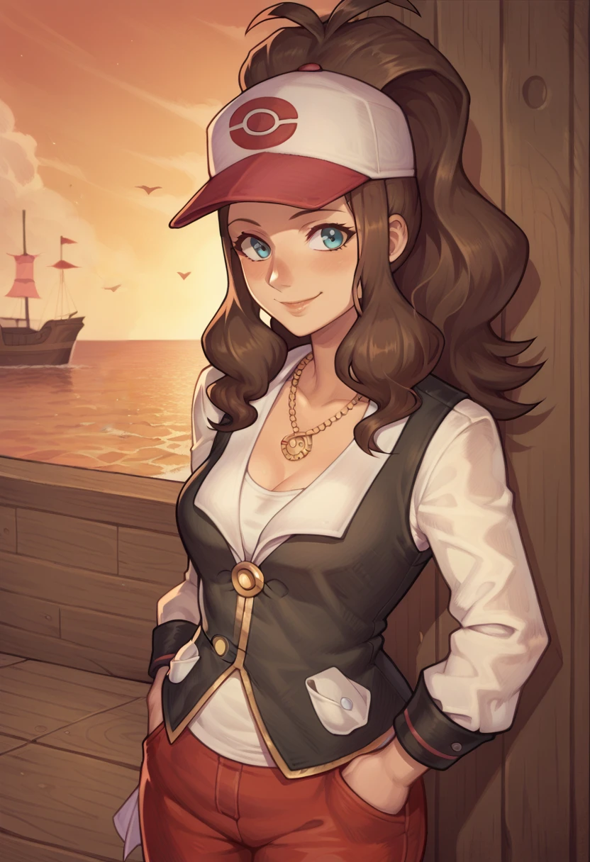 score_9, score_8_up, score_7_up, 1girl, solo, black vest, white shirt, necklace, red pants, upper body, hilda(pokemon),
detailed background, on pirate ship, outdoors, smiling, standing, leaning,
<lora:Patty_Steelbeard_Character__Outfit_-_Risen_2_Dark_waters:0.8>,  <lora:AsuraLycoXL:1>