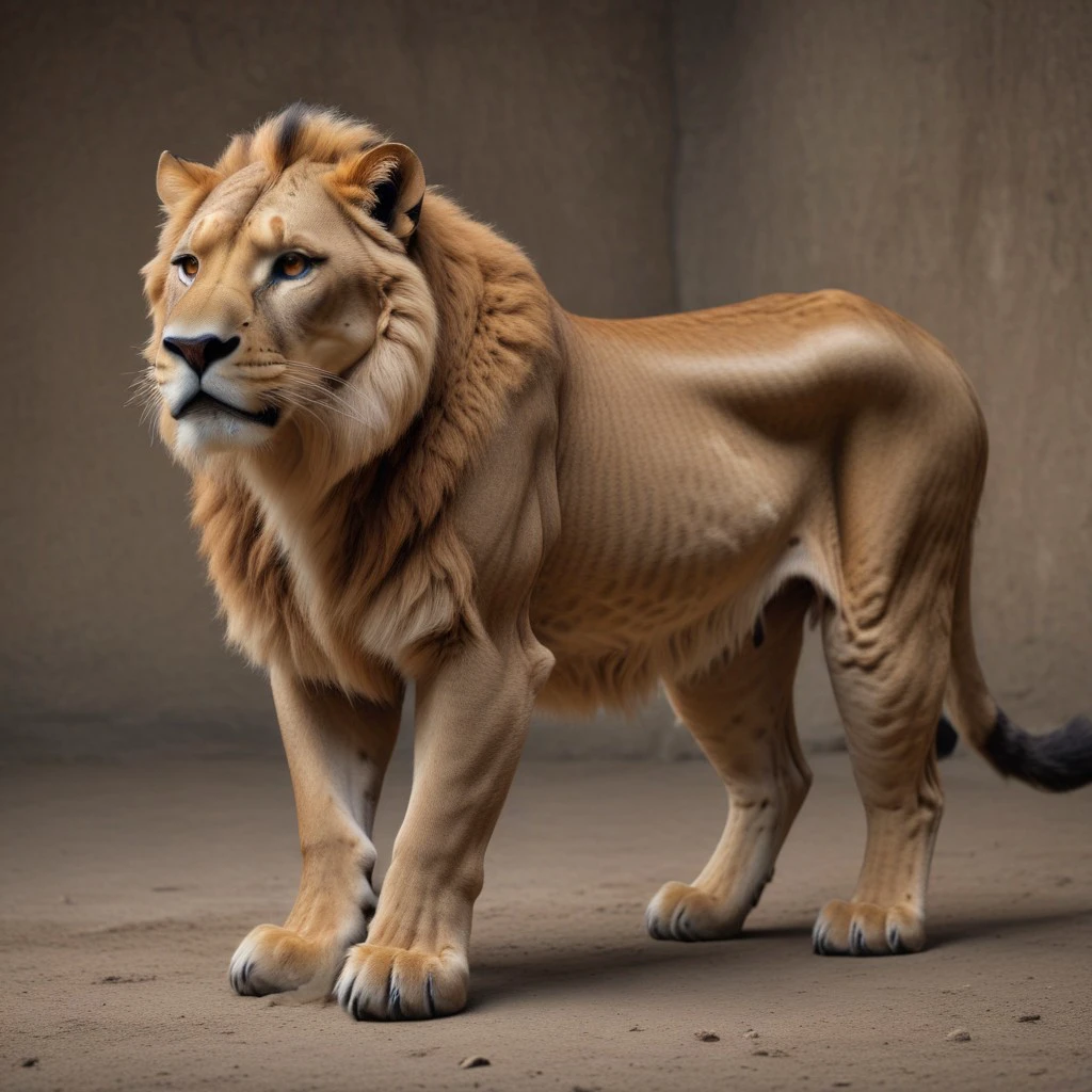 ancient cave lion, panthera ancestral power animal with characteristics of several modern felines