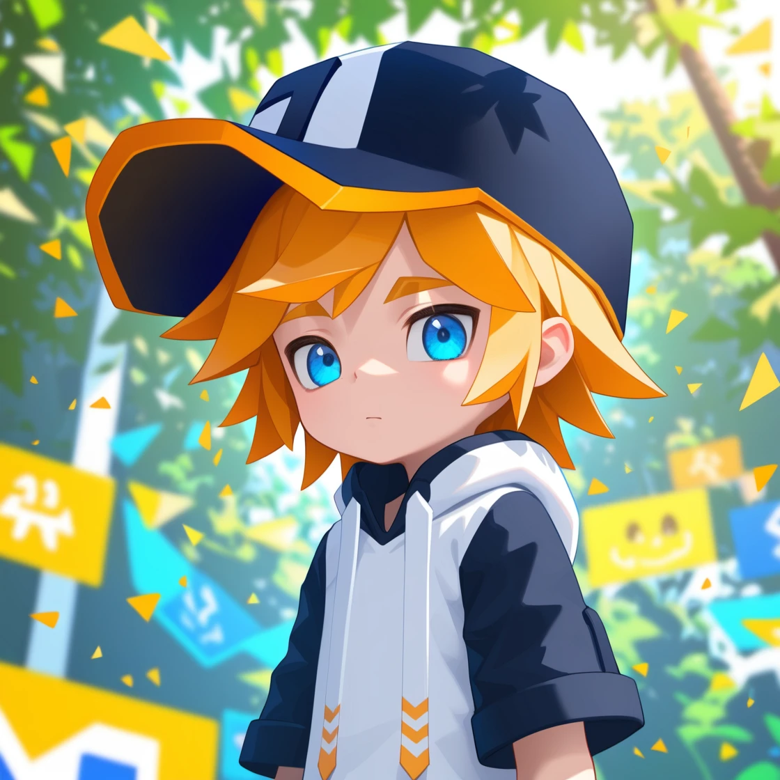 score_9,score_8_up,score_7_up,score_6_up,source_anime,masterpiece,best quality,high-detailed,Ray Tracing BREAK 1boy,male focus,best quality,amazing quality,best aesthetic,absurdres,<lora:gold-000026>,hat,goldking,1boy,baseball cap,short sleeves,blurry background,male focus,solo,blue eyes,hood,upper body,hoodie,blonde hair,gloves,looking at viewer,shirt,expressionless,closed mouth,bangs,blurry,necktie,standing,<lora:StS_age_slider_v1_initial_release:-4>,