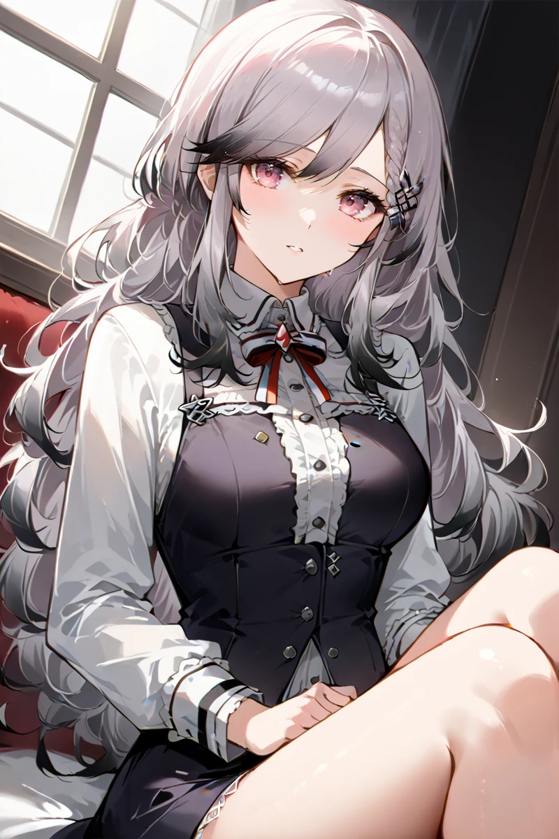 1girl,dunkerque,white hair,pink eyes,<lora:dunki:1>,masterpiece,