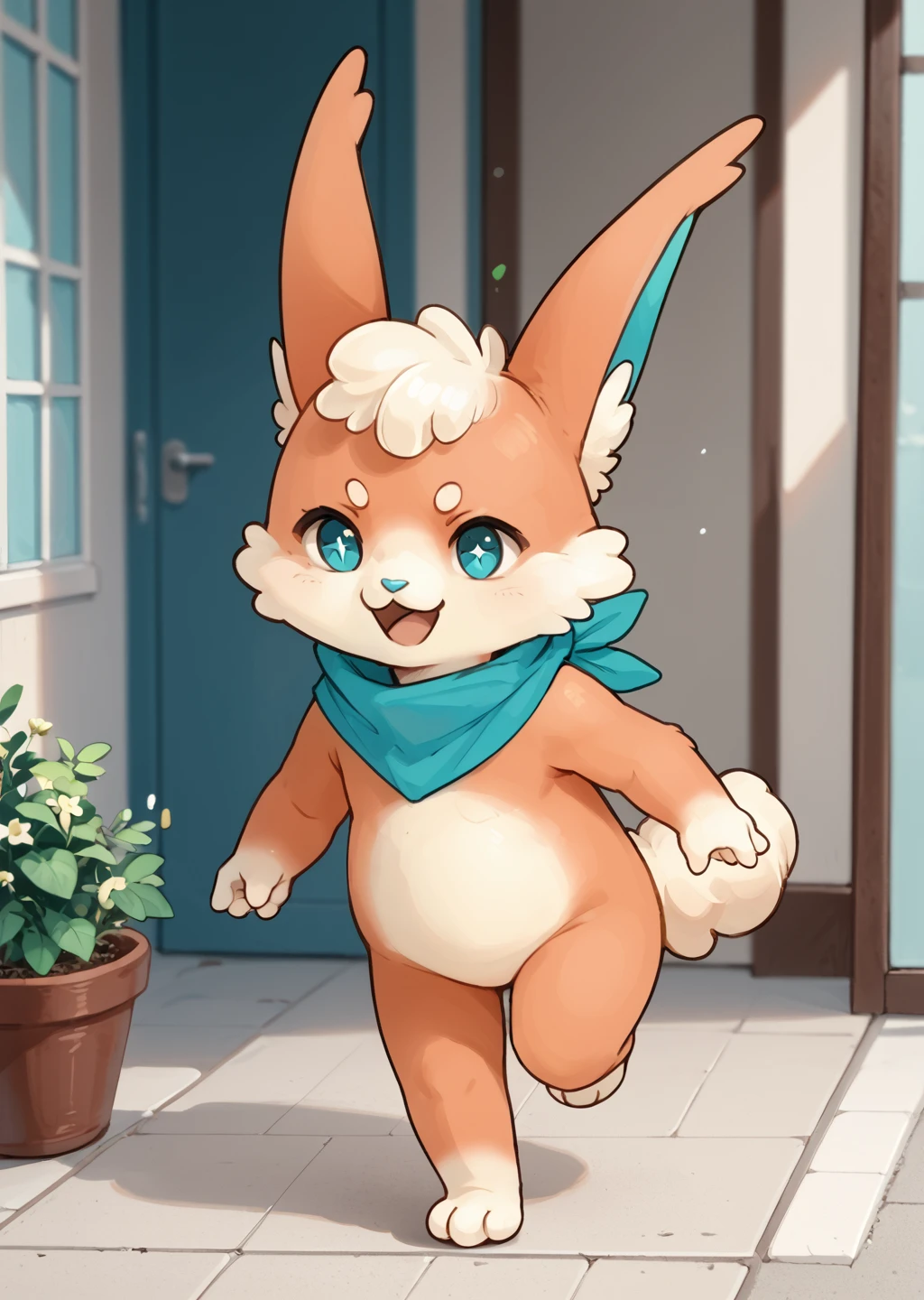 score_9, score_8_up, score_7_up, score_6_up, score_5_up, score_4_up, cute female furry feral chibi rabbit, running, source_furry  <lora:Toki (Kotae Expo mascot) [Pony]_epoch_11:0.8> kotaetoki, scarf, pokemon (creature)