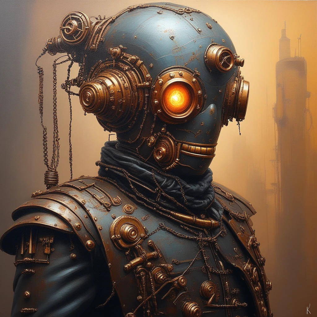 Steam punk cyber punk oil painting. 4k HD ULTRA HD.