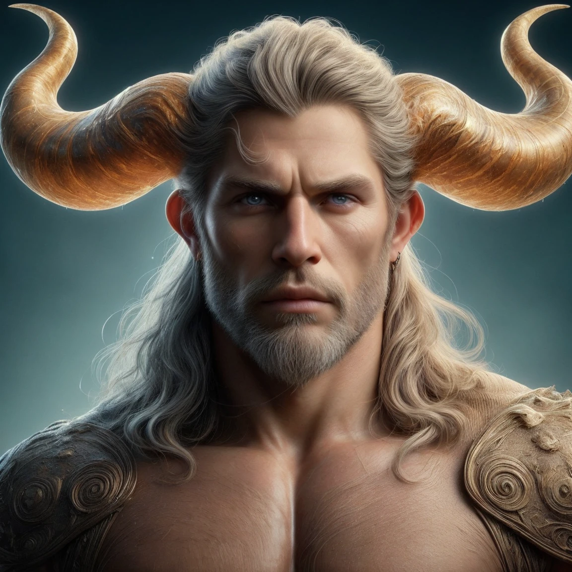 male focus, face beauty, muscular body, hunk, realistic, 8K, ultra quality, elegant, highly detailed, ultra realistic, masterpiece, high details, high quality, (realistic:1.1), ultra quality, highly detailed, ultra HD, photograph, male, face, muscular, beauty, horns, <lora:TaurusSewnarainSTYLE:0.44>