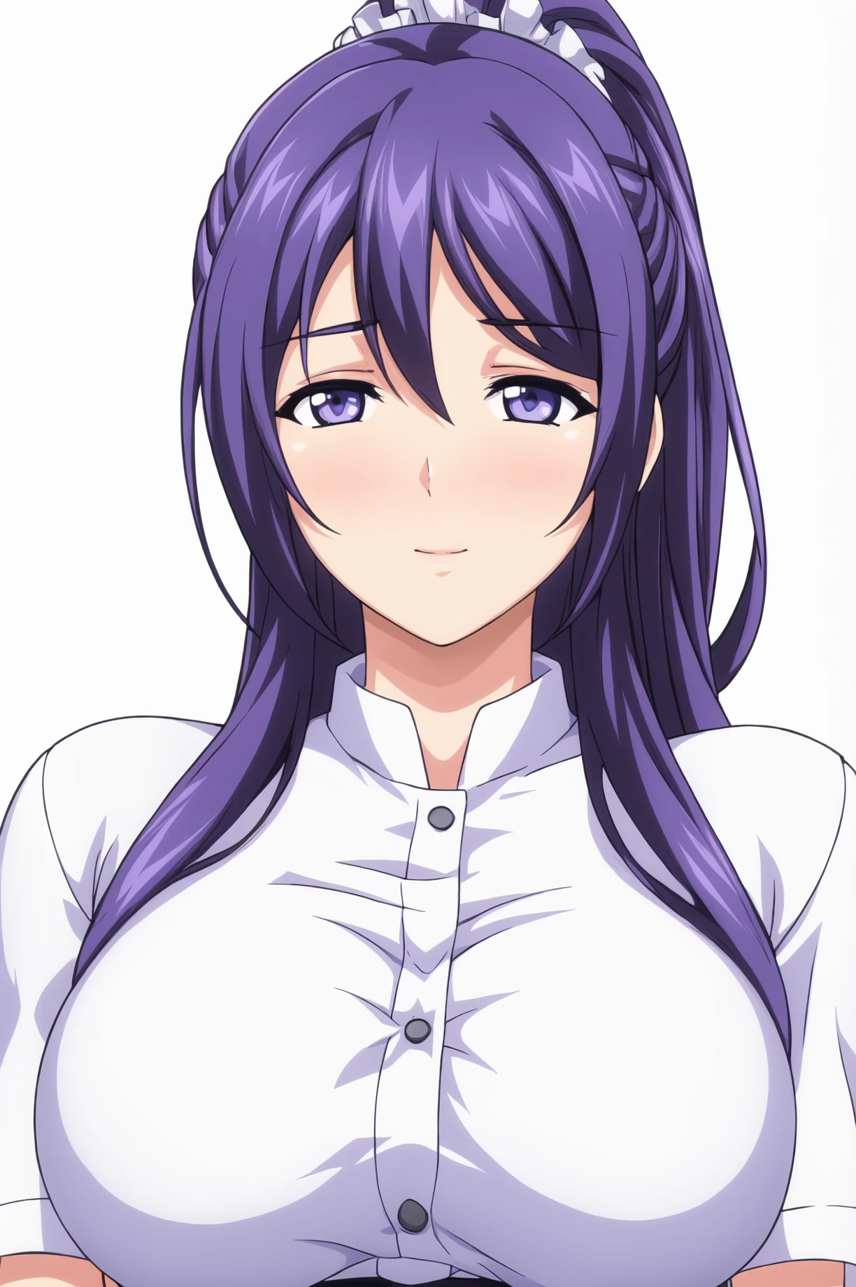 Simple Background,(White_Background:1.1),
dynamic pose,standing at attention,
white_shirt, collared_shirt, short_sleeves, blue_shorts, belt, black_legwear,
<lora:Rei_Suzukawa_Mankitsu-KK77-V3:0.7>, Rei_Suzukawa_Mankitsu,
purple_hair, long_hair, purple_Eyes,hair_between_eyes,ponytail,braid,Bangs,
<lora:more_details:0.1>,<lora:NovelAI_YesMix5_KKStyle-KK77-Yes5-V1:0.3>,<lora:Oda_Non_Style2-KK77-Yes5-V1:0.3>,
1 girl, 20yo,Young female,Beautiful long legs,Beautiful body,
Beautiful Nose,Beautiful character design, perfect eyes, perfect face,expressive eyes,perfect balance,
looking at viewer,(Focus on her face),closed mouth, (innocent_big_eyes:1.0),(Light_Smile:0.3),
official art,extremely detailed CG unity 8k wallpaper, perfect lighting,Colorful, Bright_Front_face_Lighting,White skin,
(masterpiece:1.0),(best_quality:1.0), ultra high res,4K,ultra-detailed,
photography, 8K, HDR, highres, absurdres:1.2, Kodak portra 400, film grain, blurry background, bokeh:1.2, lens flare, (vibrant_color:1.2),professional photograph,
(Beautiful,large_Breasts:1.4), (beautiful_face:1.5),(narrow_waist),