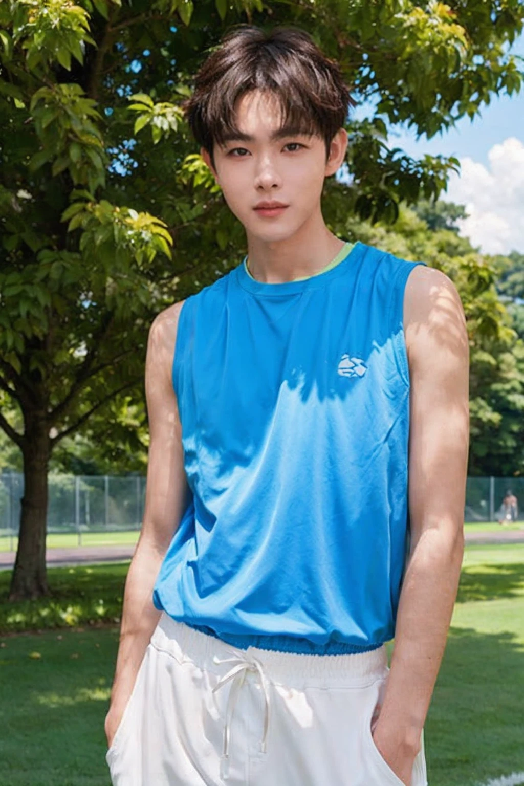 ((Highest quality)), ((masterpiece)), (detailed), 1人のmaleの子,Beautiful Boy,,high school student,Bob,neutral,cute,Handsome,Tear bags,Eyebrow,Japanese,Baby Face,round face,maleの娘,male,Swimwear,