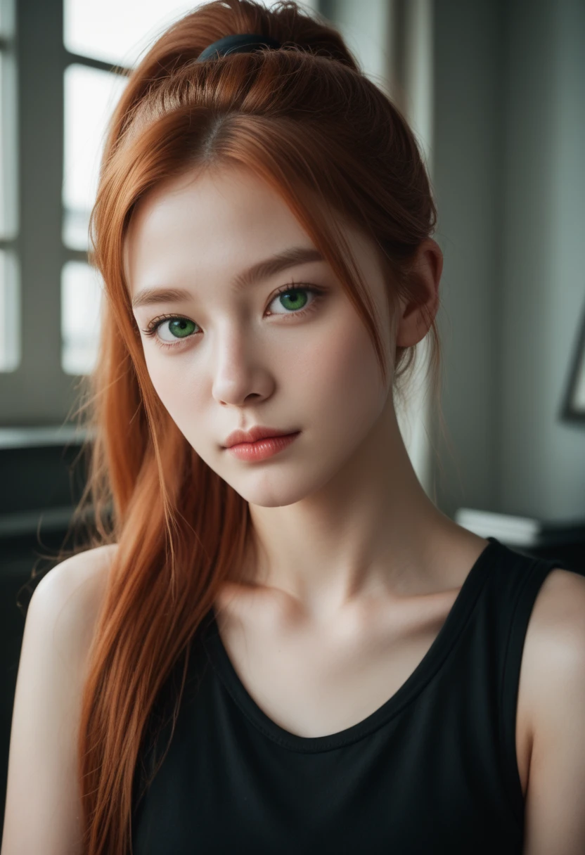 A close up of a woman with red hair and green eyes - SeaArt AI