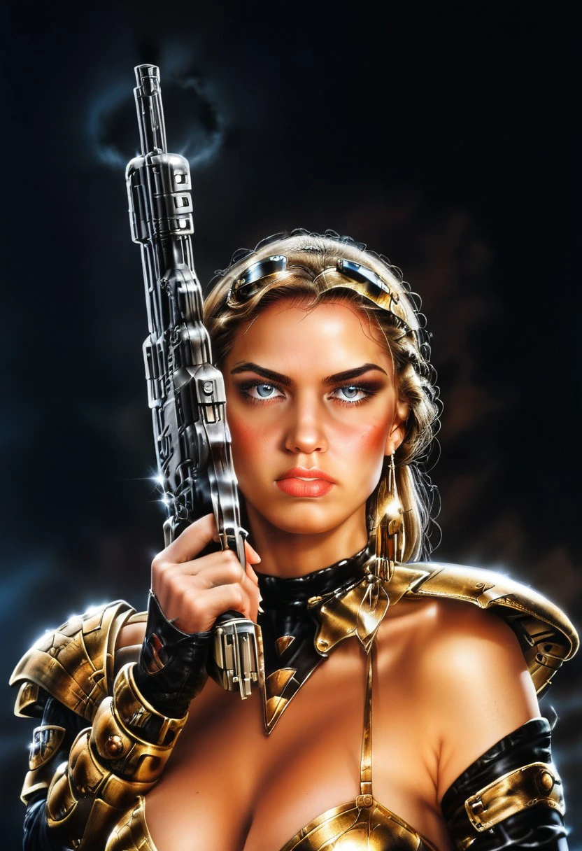 Sci-fi gun/pistol/firearm, sword, armor (Luis Royo style) V1
