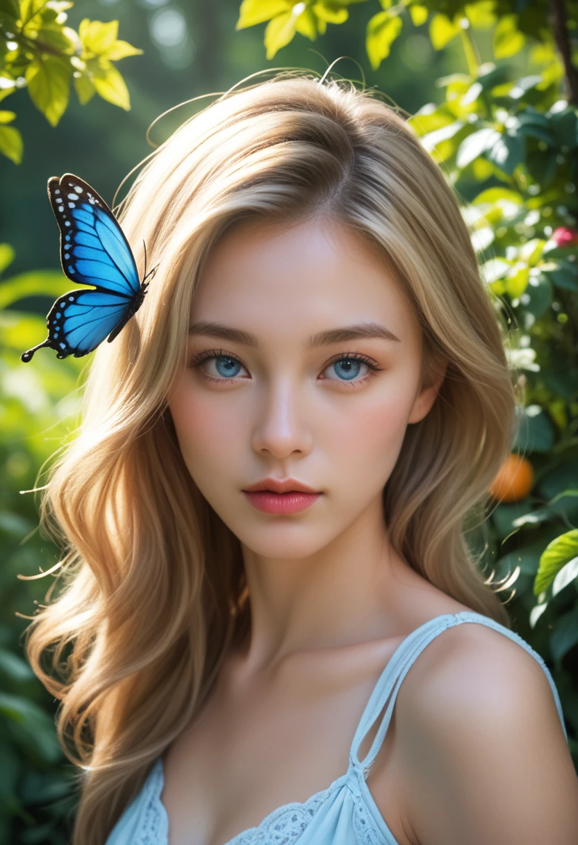 ((best qualtiy)), ((tmasterpiece)), (the detail:1.4), 。.。.。.。.3D, Beautiful cyberpunk female images,hdr(HighDynamicRange),Ray traching,NVIDIA RTX,Hyper-Resolution,Unreal 5,sub surface scattering,PBR textures,post-proces,Anisotropy Filtering,depth of fields,maximum definition and sharpness,Many-Layer Textures,Albedo e mapas Speculares,Surface coloring,Mitsu-Accurate simulation of material interactions,perfectly proportions,rendering by octane,Two-colored light,largeaperture,Low ISO,White balance,Rule three points、8K raw data、beautiful bright pupils,flowing robe,Fine pupils,Delicate face and eyes,long eyelasher,Blushlush,Fluffy blonde hair,Pink lips,Pure,Cute big breasts,Cherry blossom petals fall,Glowing butterflies,Glowing butterflies,Glowing butterflies,