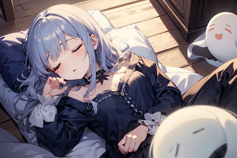 masterpiece, best quality, ghost girl, sleeping